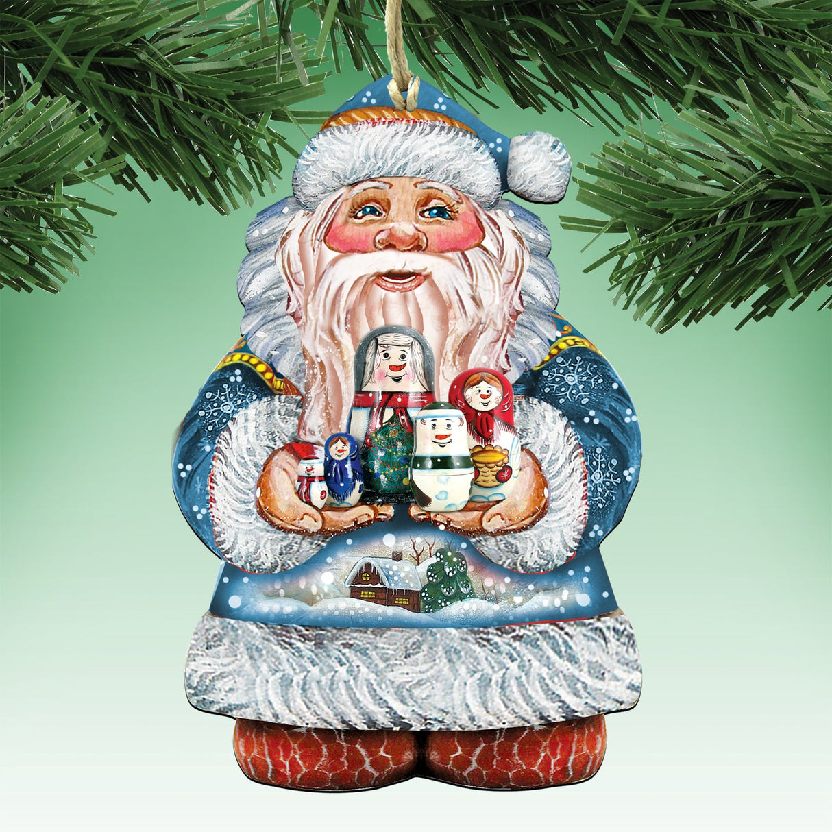 Nesting Matreshka Wooden Ornaments Set of 3 by G. DeBrekht - Christmas Decor - 8100019S3