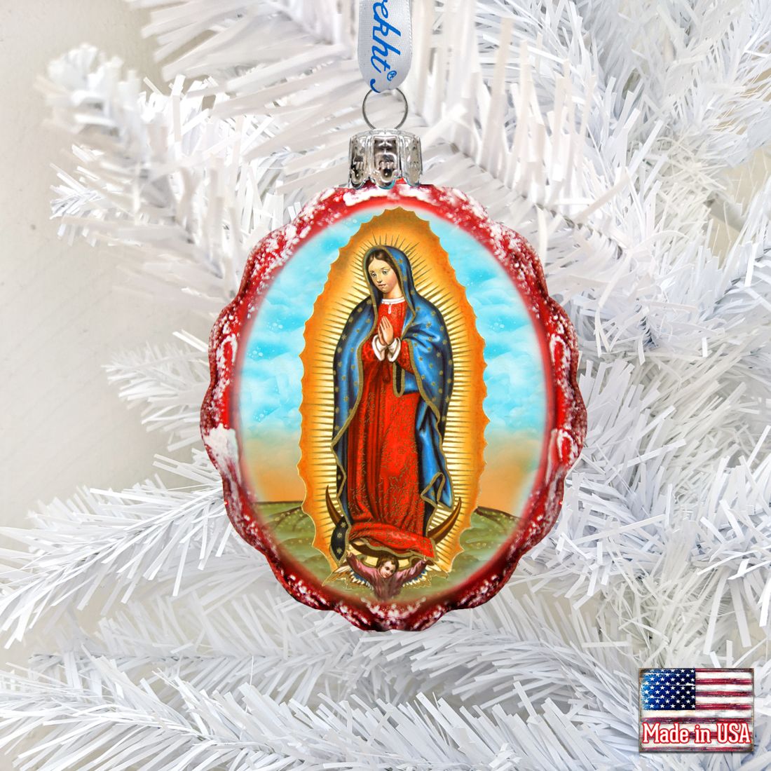 Adorno de vidrio de mercurio de la Virgen de Guadalupe de G. DeBrekht - Decoración navideña - 772020