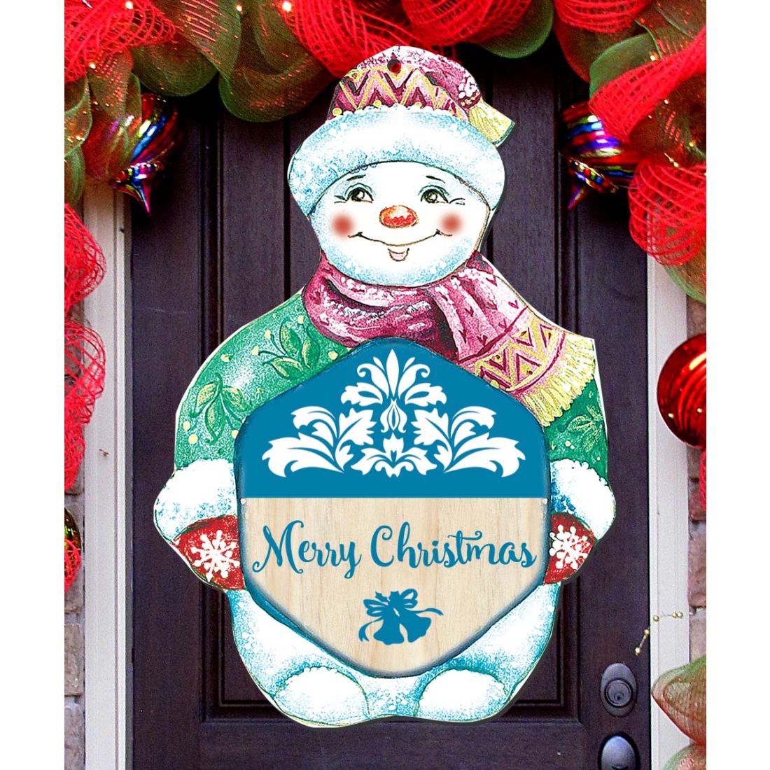 Decoración navideña de muñeco de nieve para puerta de G. DeBrekht - Decoración navideña de Papá Noel y muñeco de nieve - 8116101H