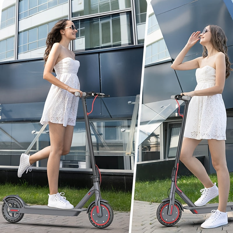 LADPED LP80 350W Foldable Electric Scooter for Adults & Teens, 8.5" Anti-skid Solid Tires, 19 Mile Range, 19MPH &3 Speed Modes, LCD Display, Puncture-Resistant, with Headlight & Taillight - Perfect for Commuting, Campus, And