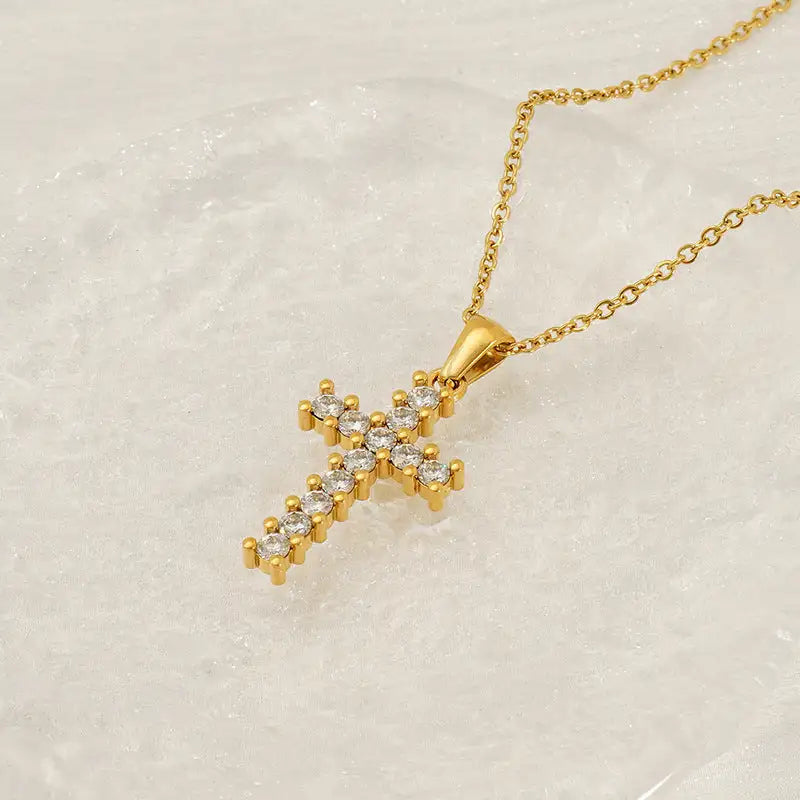 Ins Style Vintage Cross Zircon Necklace - Lootquake
