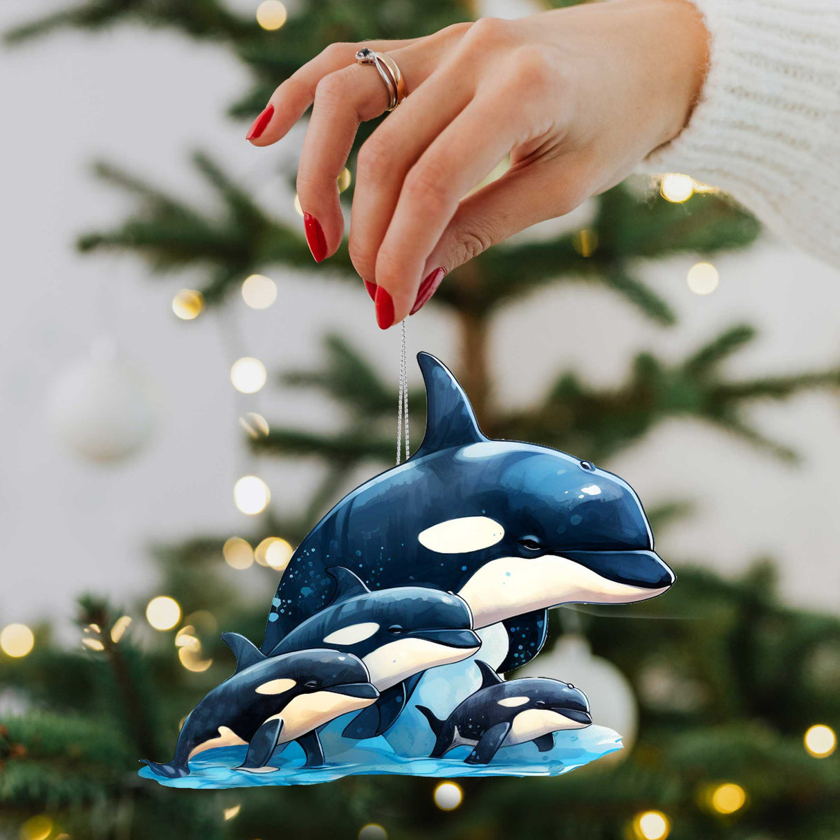 Alaskan Whale and Orca Wooden Ornaments Set of 2 by G. Debrekht - Wildlife Holiday Decor - 8091323S5
