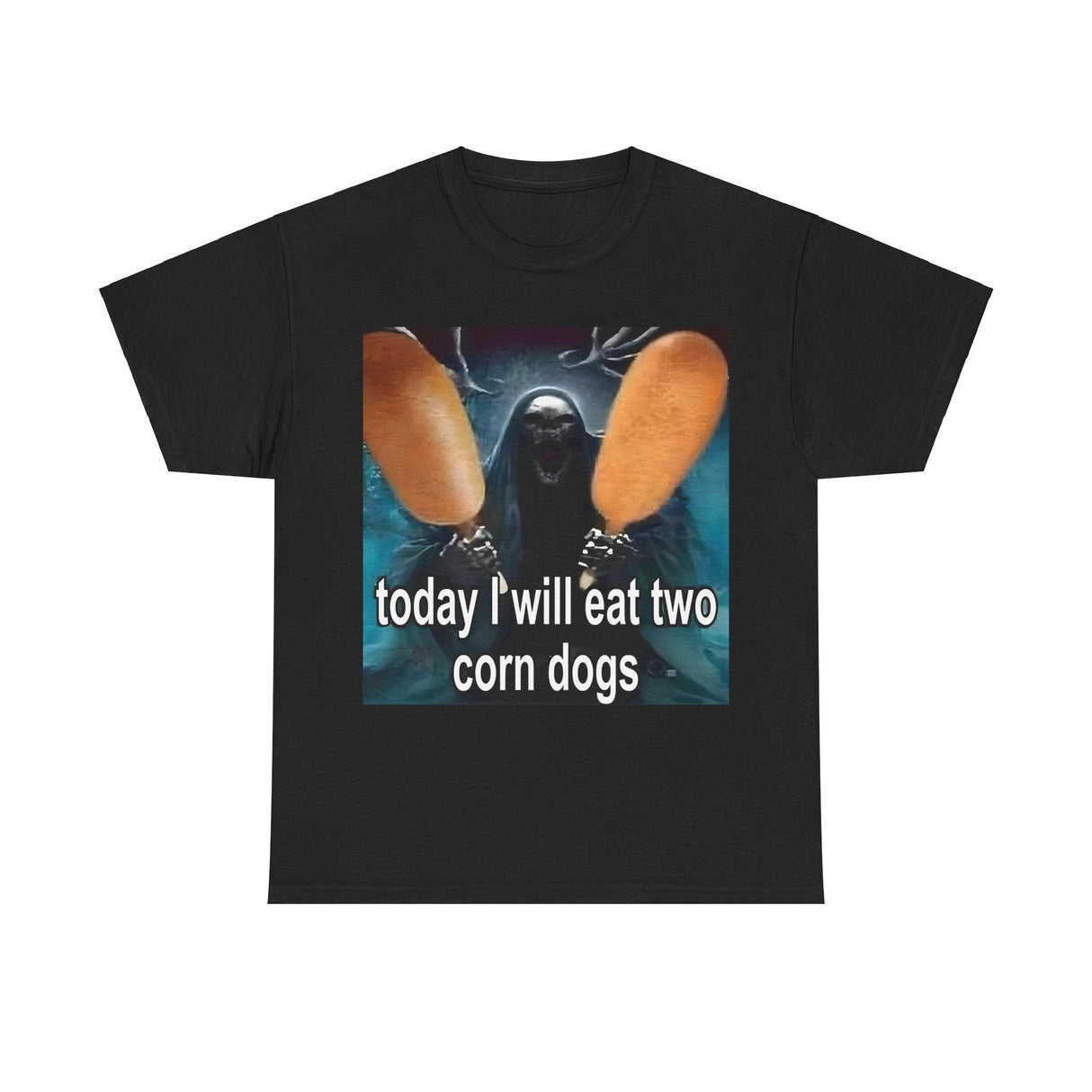 Camiseta divertida con meme "Hoy comeré dos perritos de maíz": divertida camiseta con humor gastronómico