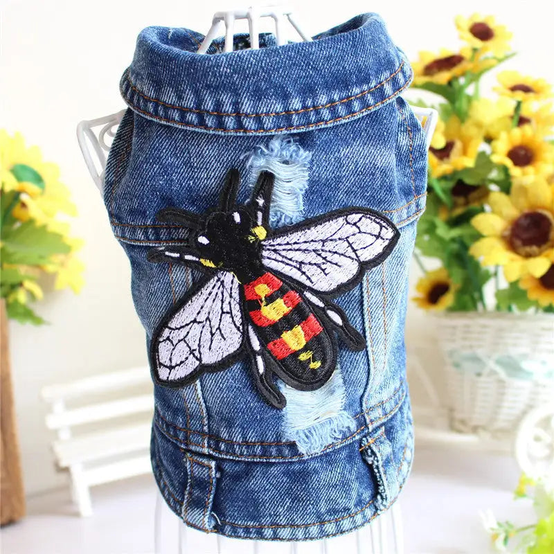 Designer Dog Clothes Small Dog Denim Jacket Coat Cat Costume Puppy Jeans Vest Spring Clothing - Lootquake