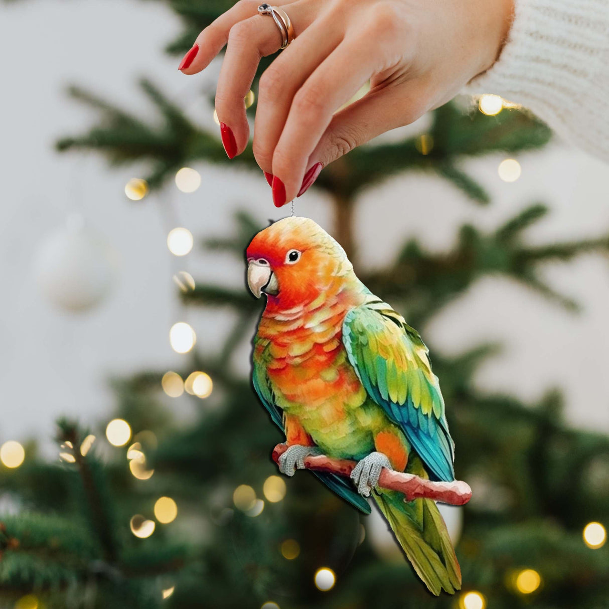 Adornos decorativos de madera con forma de loro (3 unidades) de G. Debrekht - Decoración de vida silvestre - 8091013-S3