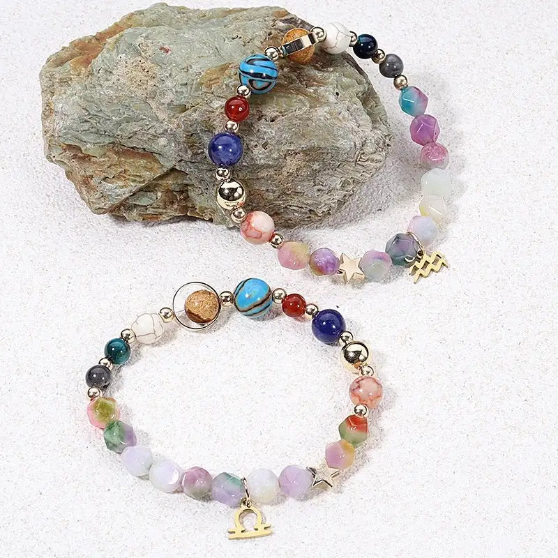 Twelve Constellation Constellation Bracelet Natural Stone Cut Color - Lootquake