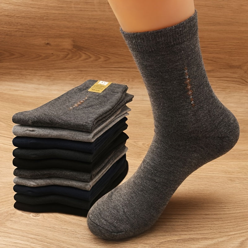 5/10 Pairs Of Men's Trendy Simple Solid Crew Socks, Breathable Comfy Casual Unisex Socks For Men's Outdoor Wearing All Seasons Wearing