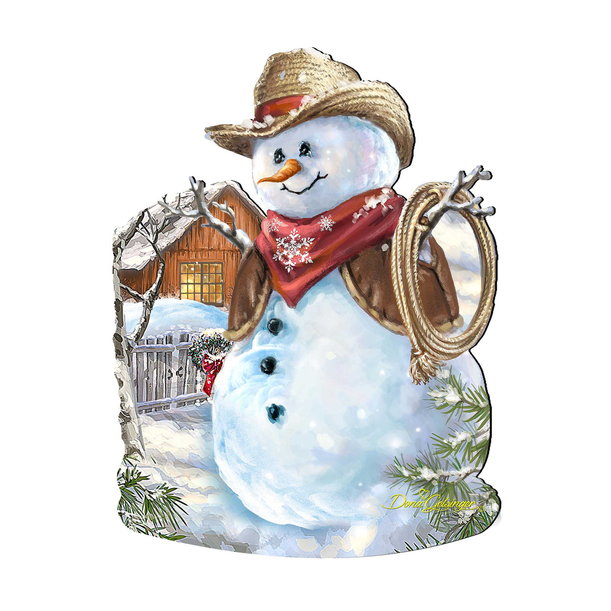 Cowboy Snowman Christmas Door Decor by D. Gelsinger - Christmas Santa Snowman Decor - 8121115H-1541