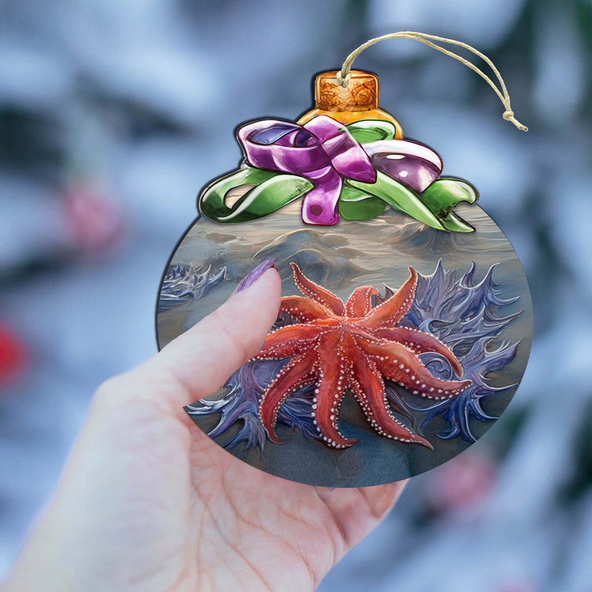 Adornos de madera con forma de girasol y estrella de mar de G.Debrekht - Decoración navideña con temática de vida silvestre - 870018