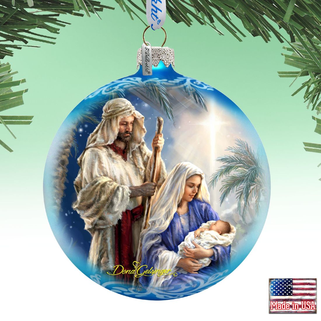 Holy Night Glass Ornament Limited Edition by D. Gelsinger - Nativity Holiday Decor - 73894-1618