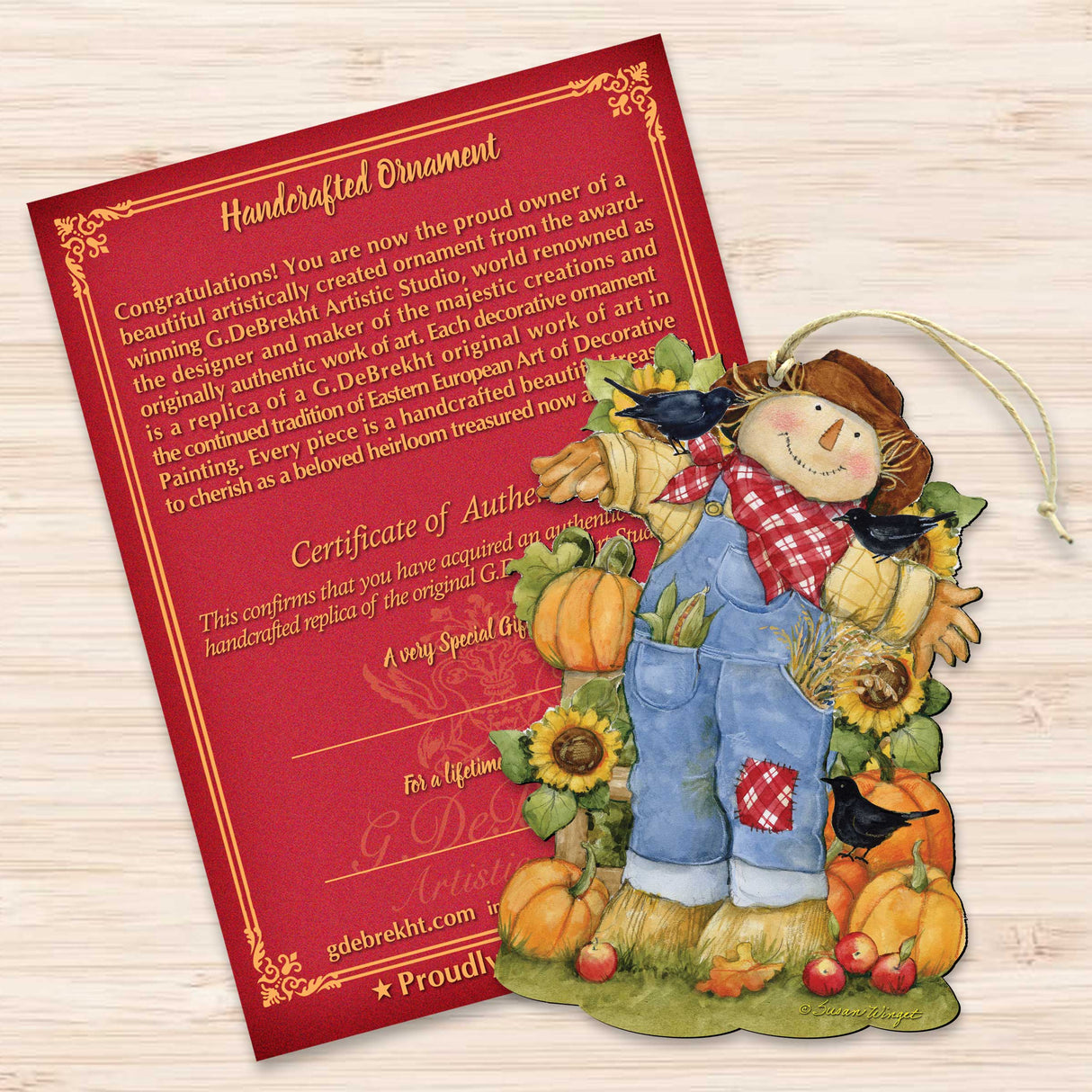 Fall Decoration Harvest Scarecrow - Scarecrow Ornament Handmade Gift for Autumn Adornment - Wooden Ornament by Susan Winget 8471211-SW