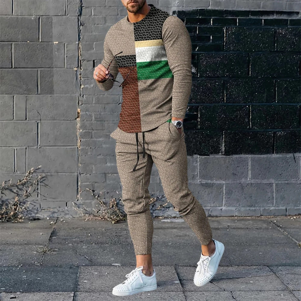 Men's 3D Digital Printing Loose Casual Long Sleeves Trousers Suit - Lootquake