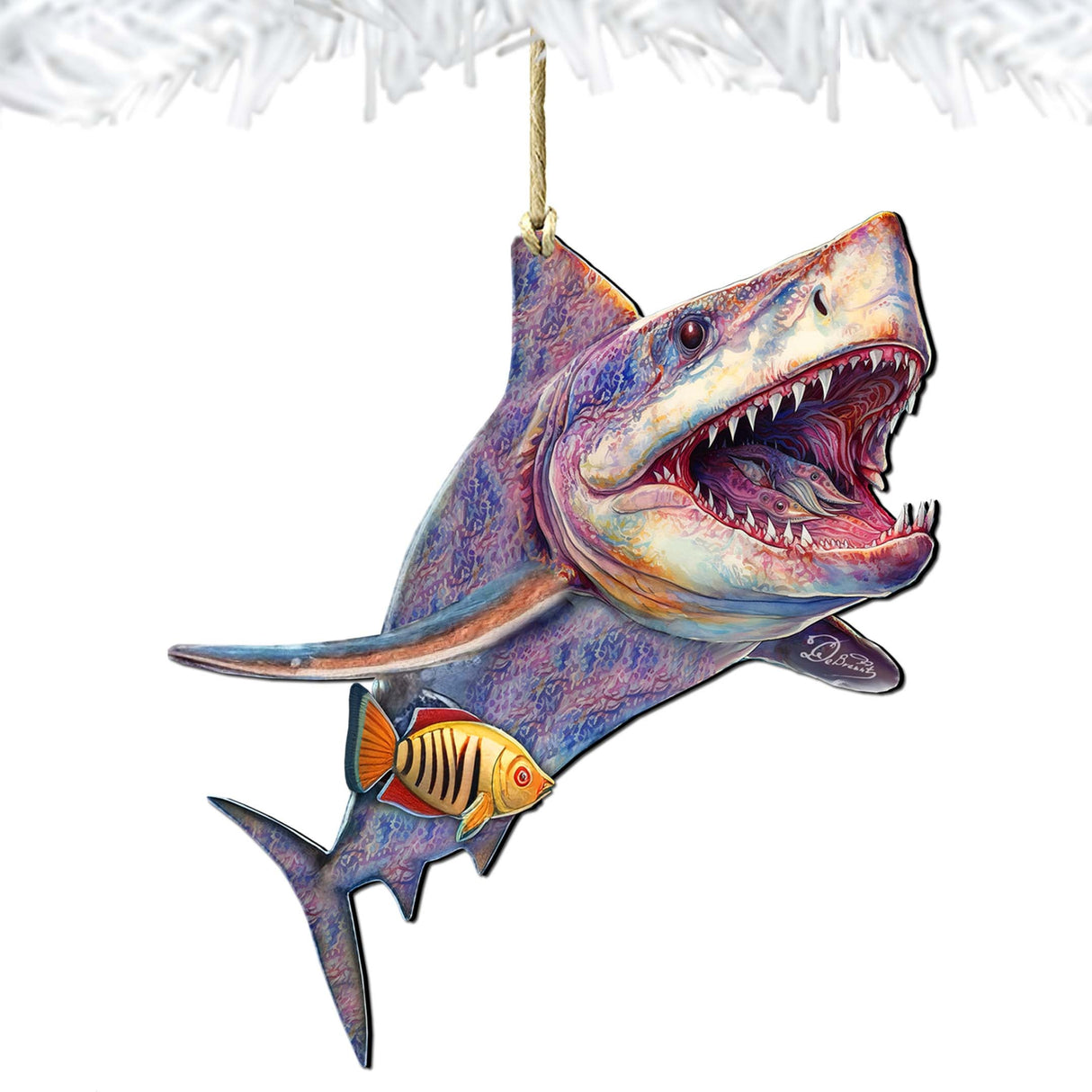 Coastal Christmas Decor - Shark Wooden Ornaments by G.Debrekht Coastal Holiday Decor - 8688201