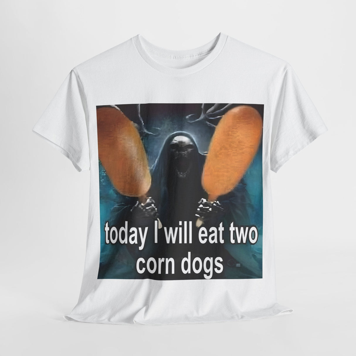 Camiseta divertida con meme "Hoy comeré dos perritos de maíz": divertida camiseta con humor gastronómico