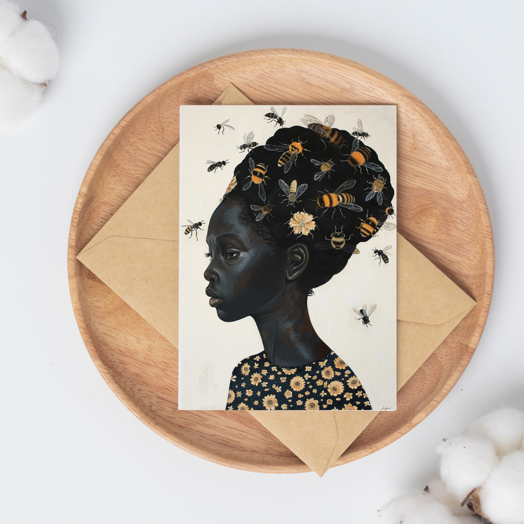 "Hive Mind" – Bee and Bloom Postcard | Botanical Art Print