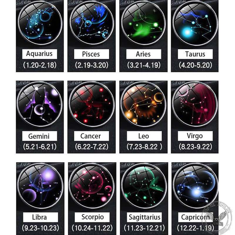 Pendientes luminosos de acero inoxidable con las 12 constelaciones del zodiaco