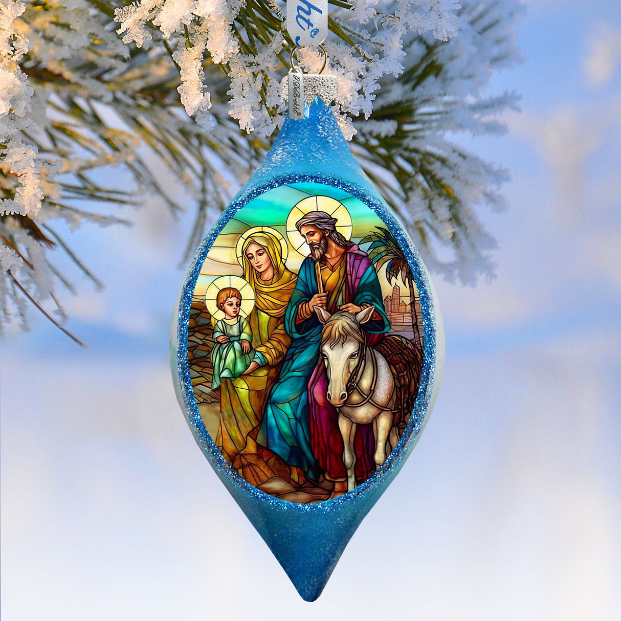 Holy Family Drop Glass Ornament by G. Debrekht - Nativity Holiday Decor - 757-054