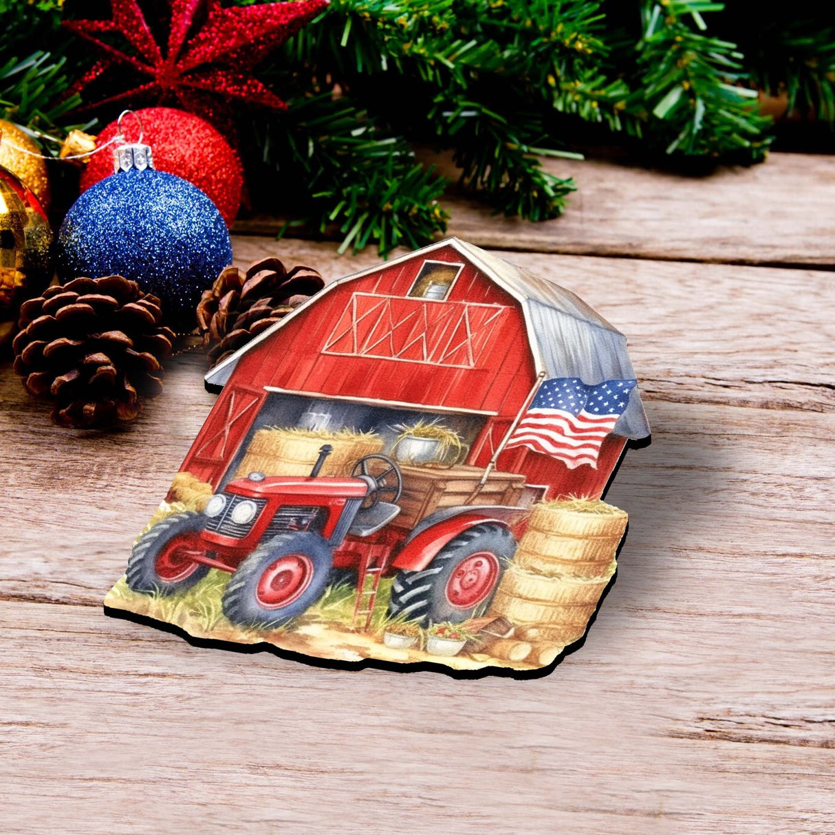 American flag Decorative Wooden Clip-on Ornaments Set of 3 by G. Debrekht - Patriotic Decor - 8091002C-S3