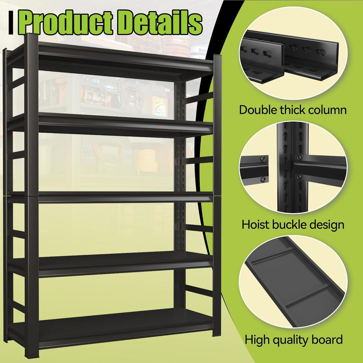 Book Shelf, 5 Tier Metal Wide Book Shelves, Heavy Duty Bookcase, Adjustable Bookshelf, Tall Book Shelf for Living Room & Bedroom and Library, Black Book Shelf (35.4" W*16" D*72" H)-3