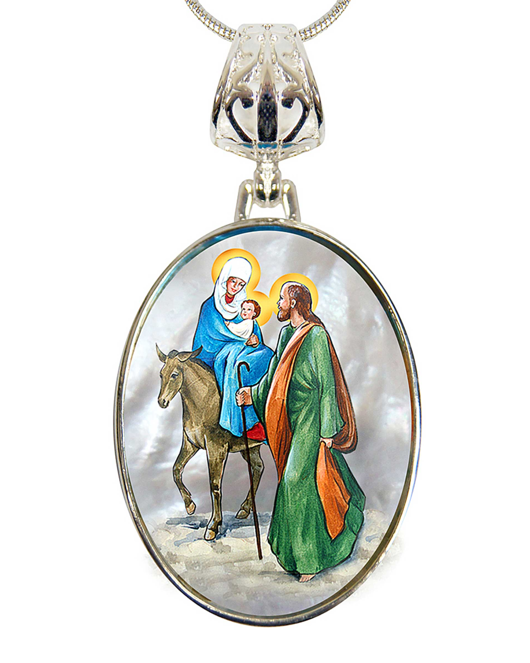 Flight to Egypt Silver Plated Mother of Pearl Jewelry Necklace - 43016