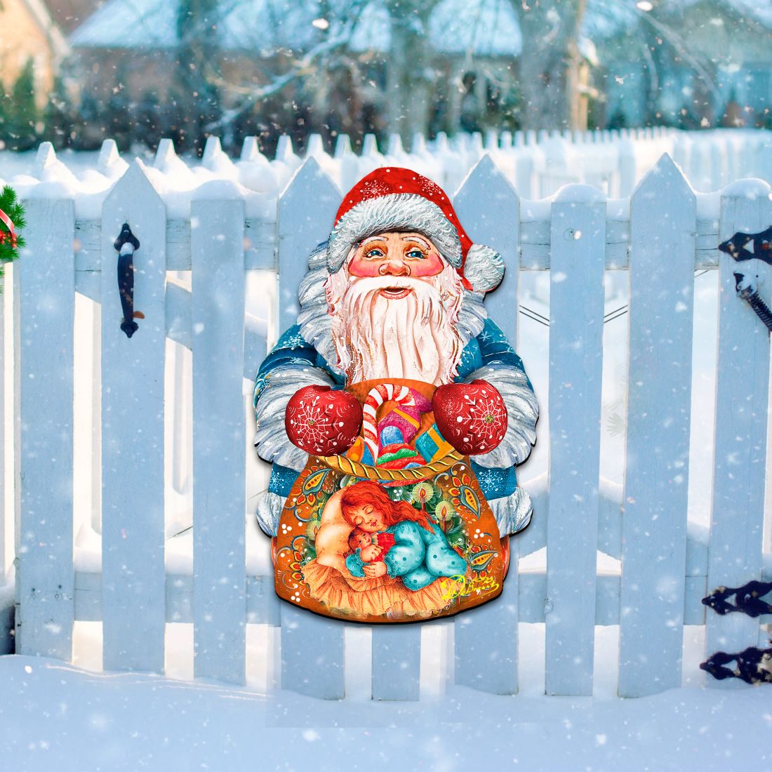 Gift Bag Santa Door Decor Door Decor by G. DeBrekht - Christmas Santa Snowman Decor - 8117901H