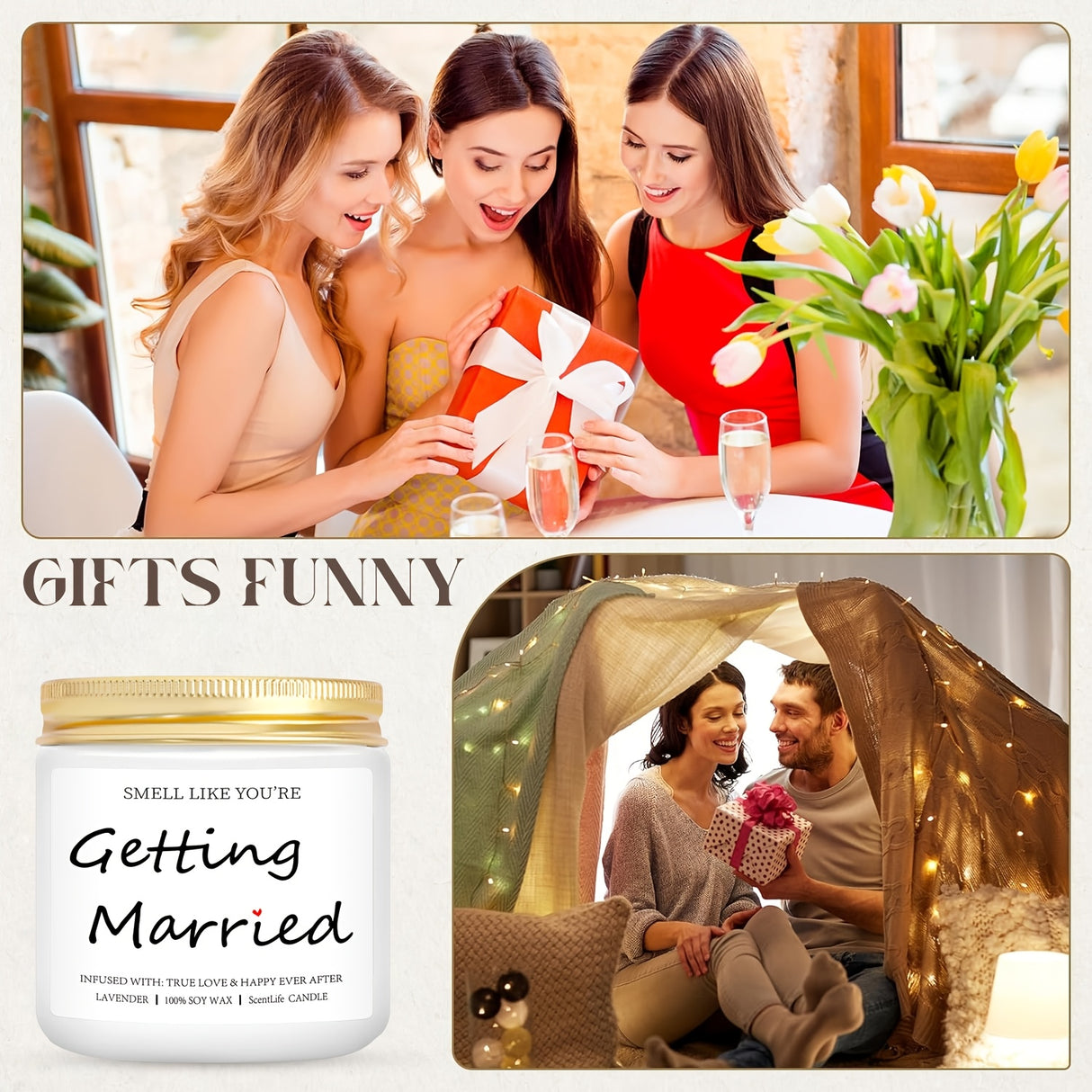 Lavender Bliss Bridal Shower Candle - 3.5oz Soy Wax Scented Candle with True Love & Happy Ever After Aroma, Ideal for Engagement, Bachelorette Party & Wedding Gifts, Infused with Lavender Essence, Wedding Favor Candle|Elegant