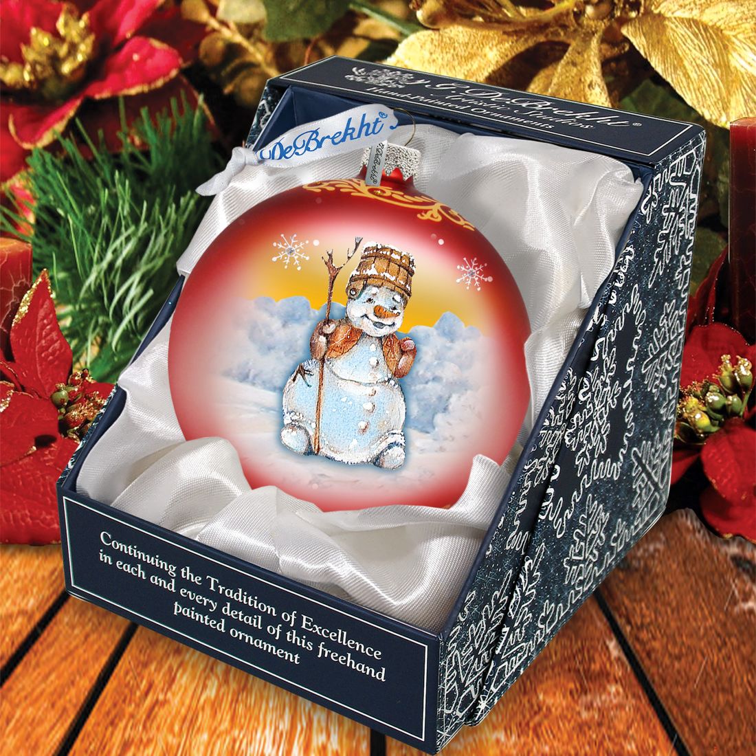 Adorno de cristal con forma de muñeco de nieve de G. DeBrekht - Decoración navideña con Papá Noel - 73332