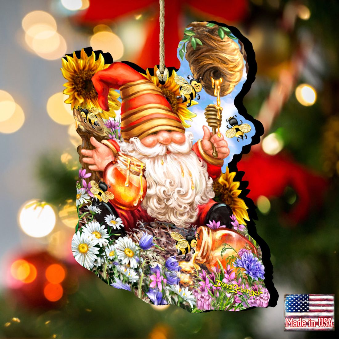 Adornos de madera de gnomos enanos con forma de panal de Gelsinger - Decoración de Pascua y primavera - 8461061-DG