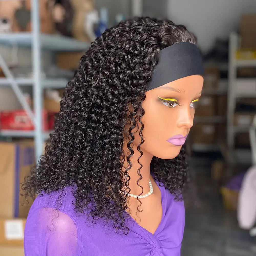 200 Curly Headbandwig Human Hair Wigs - Lootquake
