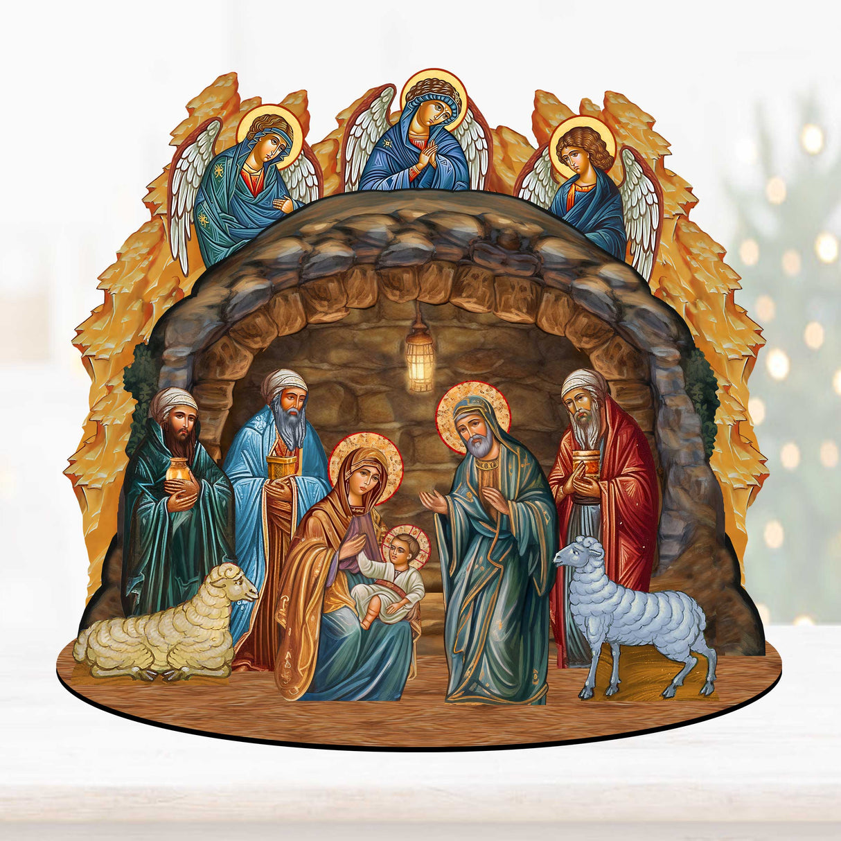 Orthodox Nativity Scene with Angels Decorative Village Set by G. Debrekht Nativity Holiday Decor - 852762