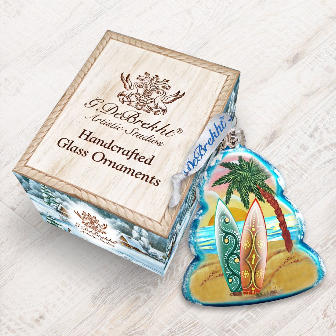 Adorno de vidrio de mercurio con forma de árbol de G. DeBrekht - Decoración navideña costera - 776274