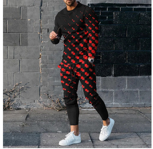 Round Neck Long Sleeve T-shirt Trousers Suit Men - Lootquake