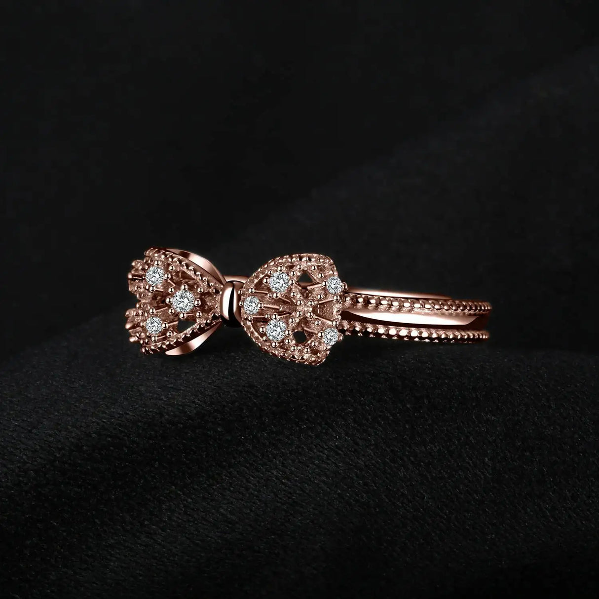 Three-dimensional Bow Ring Women's Rose Gold Simple - Lootquake