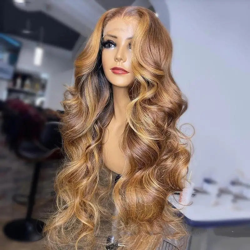 Honey Blonde Body Wave Lace Front Pre Plucked Highlight Wig - Lootquake