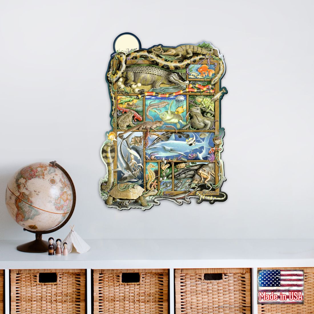 Reptiles Fish Amphibians Whimsical Wall Art by Laura Seeley - Love Family Kids Decor - 8513011-LS