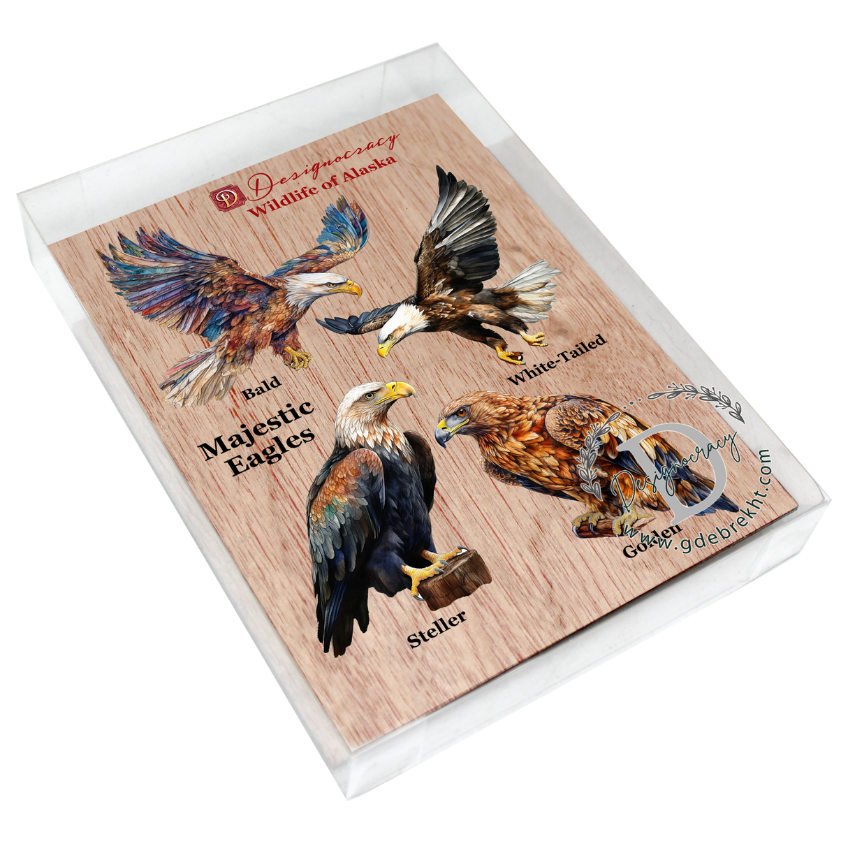 Juego de 3 adornos de madera de águilas de Alaska de G. Debrekht - Decoración navideña con temática de vida silvestre - 8091321S4