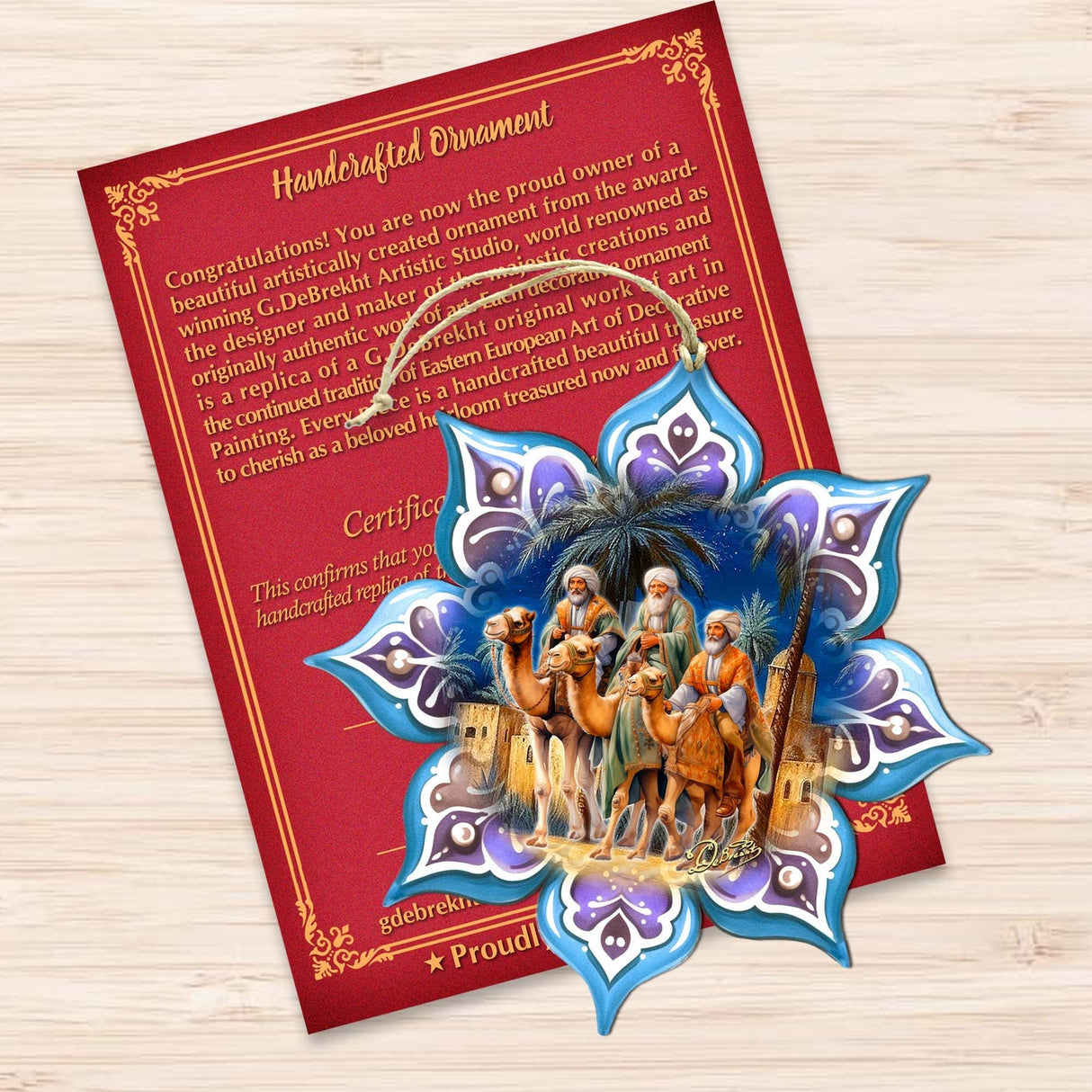 Three King's Journey Snowflake Wooden Ornaments by G. Debrekht - Nativity Holiday Decor - 8688438