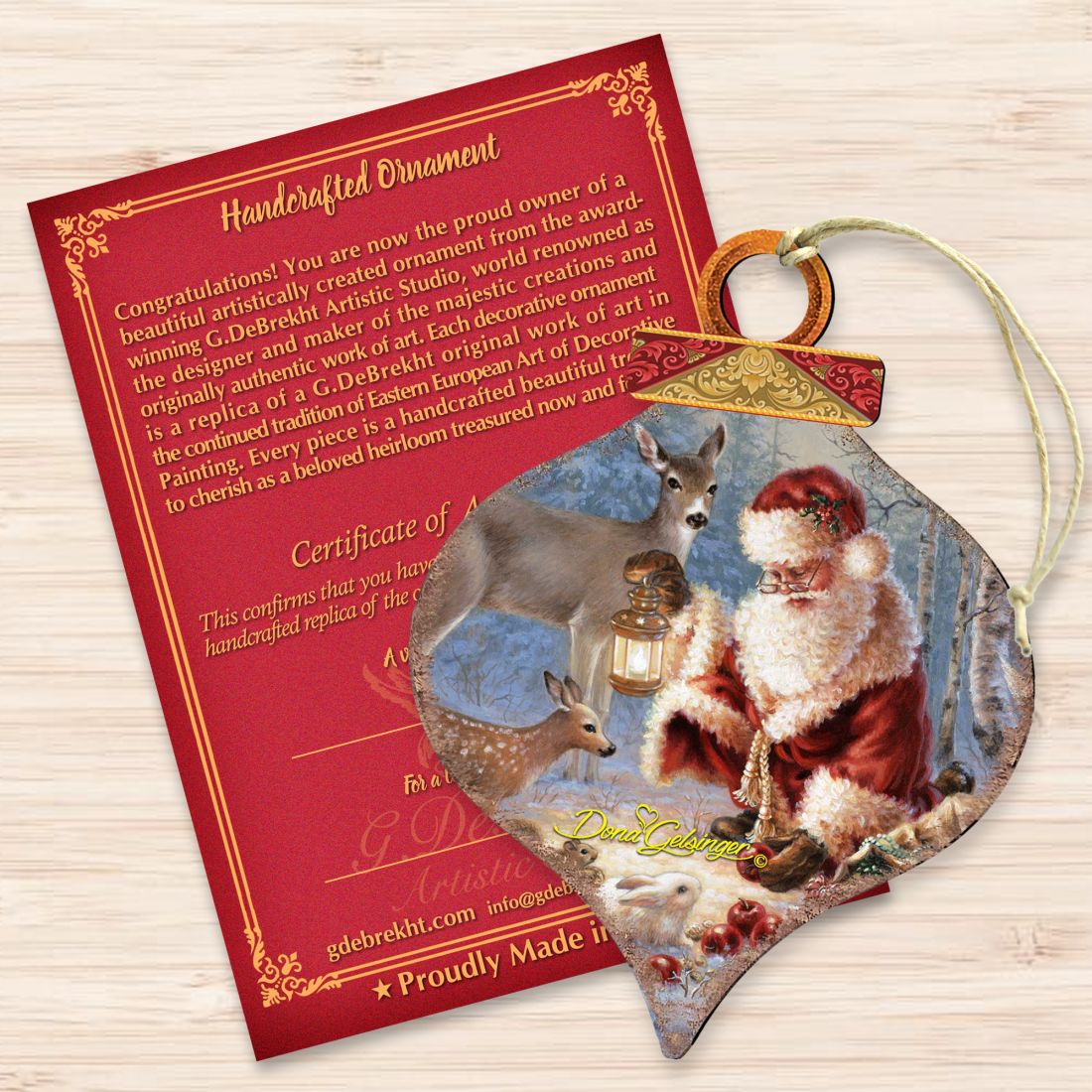 Adornos colgantes de madera "Abundancia de alegría" de Gelsinger - Decoración navideña de Papá Noel y muñeco de nieve - 8031125-0104