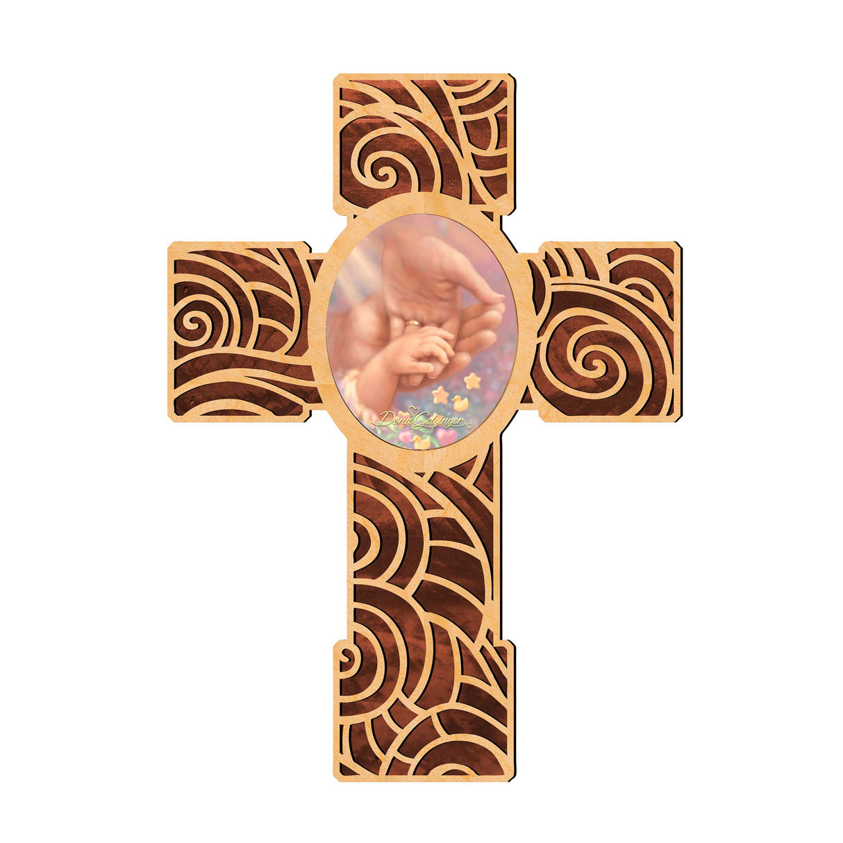 Baby Blessing Modern Wooden Cross by D. Gelsinger - Inspirational Icon Decor - 88284-DG
