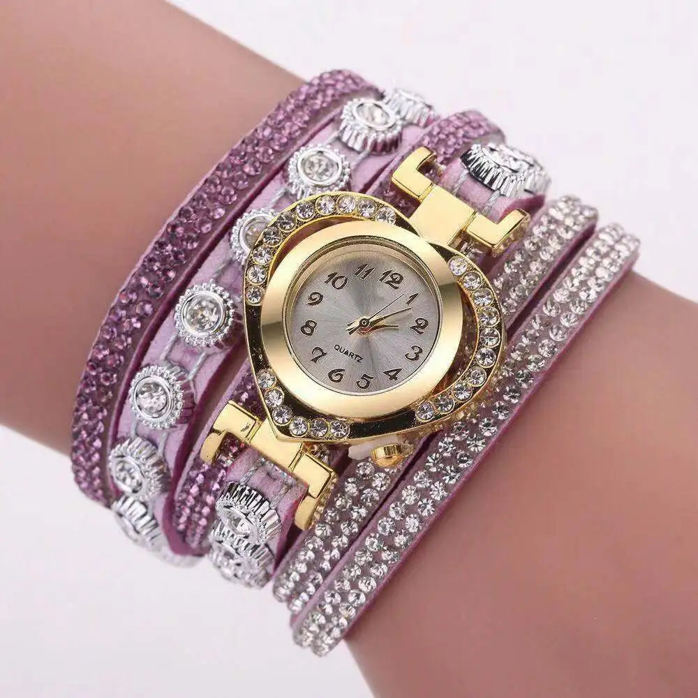 Colorful Bracelet Watch, Heart Shaped With Diamond Dials - Lootquake