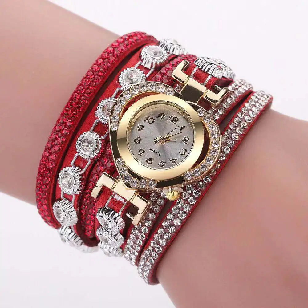Colorful Bracelet Watch, Heart Shaped With Diamond Dials - Lootquake