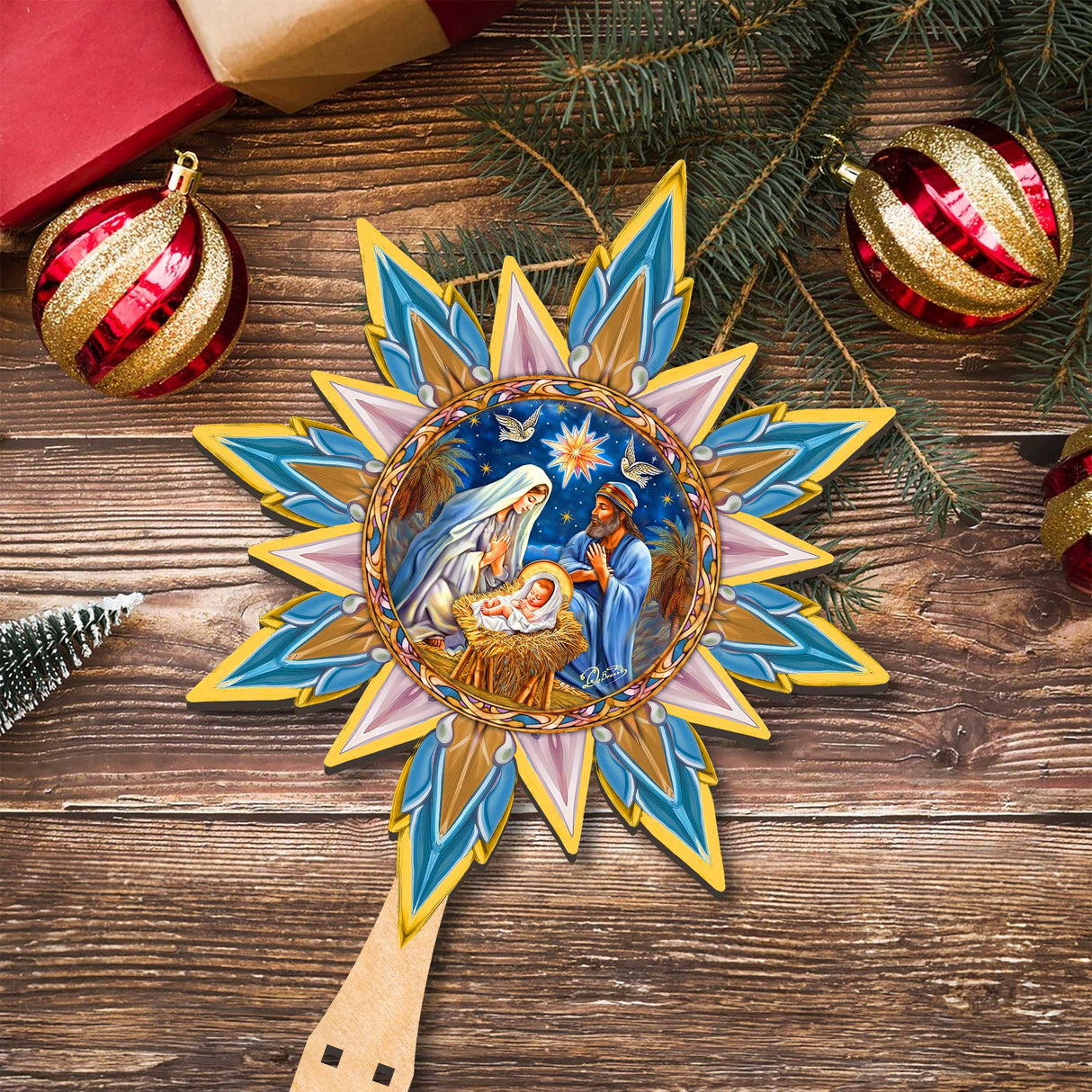 Nativity-themed Tree Topper Wooden Decor - Nativity Holiday Decor - Christmas Tree Topper