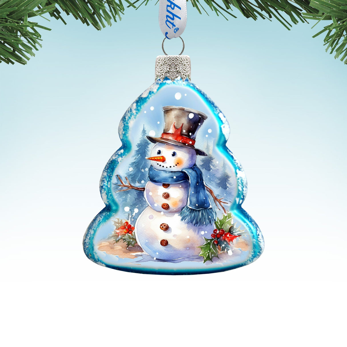 Cheerful Snowman Mercury Glass Ornaments by G. Debrekht - Christmas Santa Snowman Decor - 776022