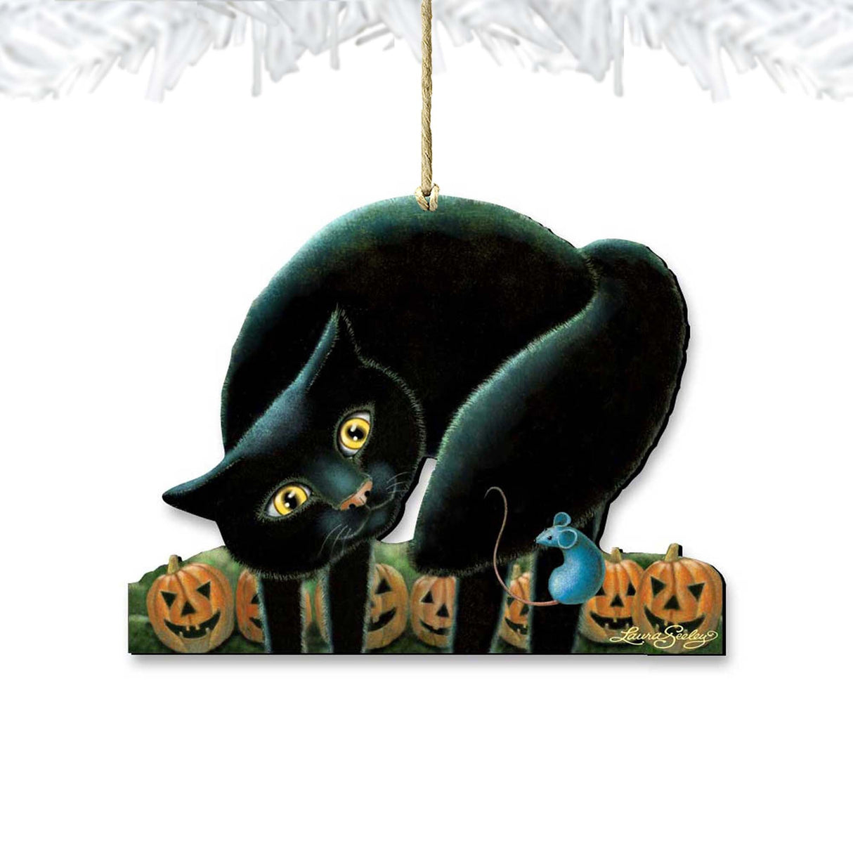 Adornos de madera de gato espeluznante de Laura Seeley - Decoración de Halloween y Acción de Gracias - 8512056-LS