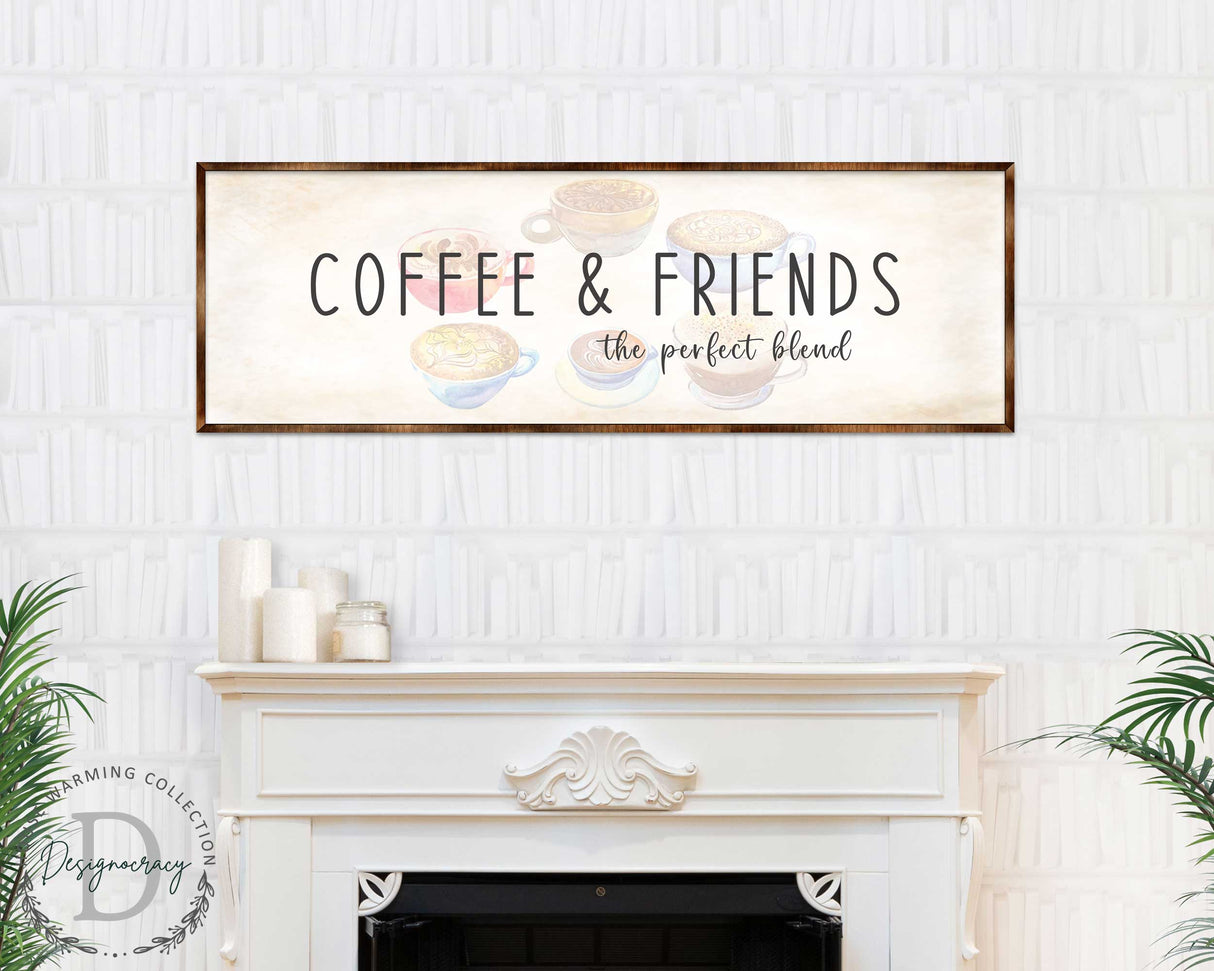 Coffee & Friends the Perfect Blend - Wooden Coffee shop decor - Farmhouse decor - Wooden Wall art - Kitchen decor - Farmhouse kitchen - Coffee nook - 310314