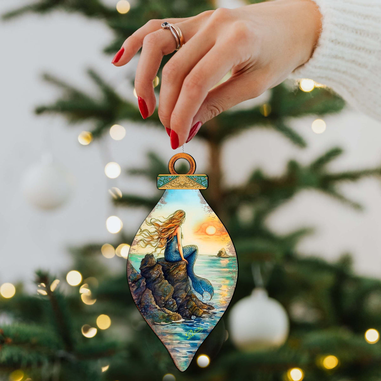 Mermaid Coastal Wooden Ornaments by G. DeBrekht Coastal Holiday Decor - 8688169