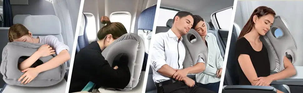Inflatable Travel Sleeping Bag Portable Cushion Neck Pillow for Men Women Outdoor Airplane Flight Train Sleeping Easy - Lootquake