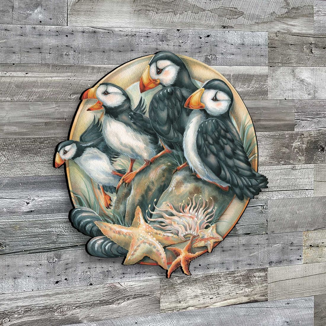 Send in the Clowns Puffins Wall Art by J. Bergsma - Wildlife Holiday Decor - 8591848W-JB