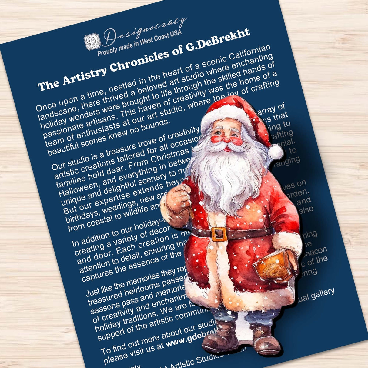 Santa Decorative Wooden Clip-on Ornaments Set of 3 by G. Debrekht - Christmas Decor - 8091009C-S3