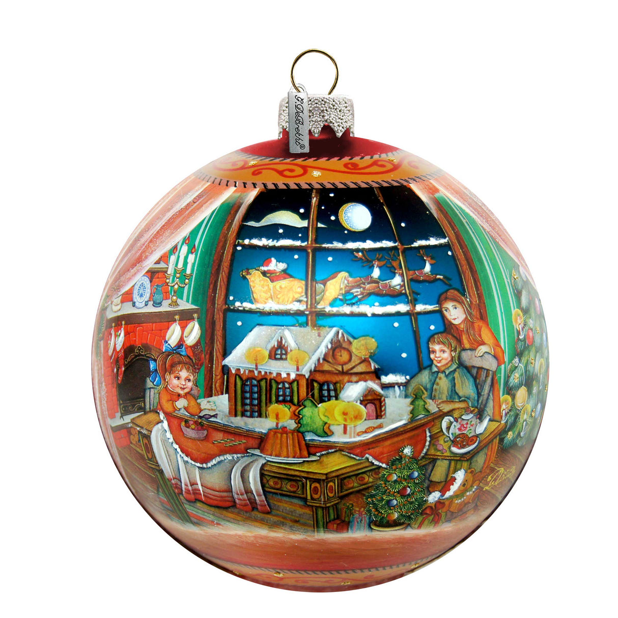 Christmas Arrival Up-Up and Away Glass Ornament Limited Edition by G. DeBrekht - Christmas Santa Snowman Decor - 73857